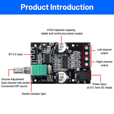ZK-502L 2.0 Channel Digital Amplifier Board Home Theater HIFI Amplifier với BT5.0 50WX2 Metal Material Stereo Board ZK-502L