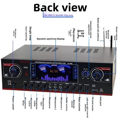AV-888 7.1 kênh 2000W Điện lực cao Nhà hát gia tăng Karaoke loa vòng lặp kép 12 ống làm bằng kim loại bền