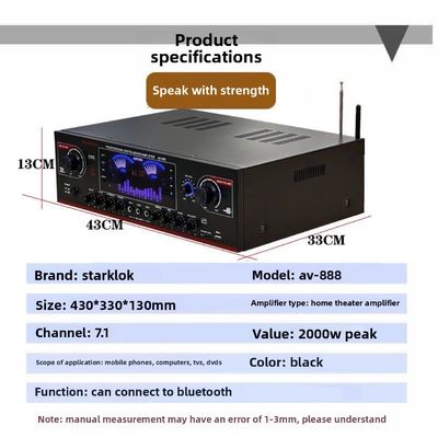 AV-888 7.1 kênh 2000W Điện lực cao Nhà hát gia tăng Karaoke loa vòng lặp kép 12 ống làm bằng kim loại bền