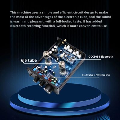 Bộ khuếch đại ống HIFI Audiophile 6J5 QCC3034 cho BT 5.1 Bộ khuếch đại nhà không dây với bộ khuếch đại điều chỉnh bass và treble