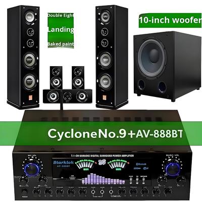 Bộ: Dàn Rạp Hát Tại Nhà 7.1 Kênh AV-888BT với Loa Cyclone No.9 và Loa Siêu Trầm 10 inch