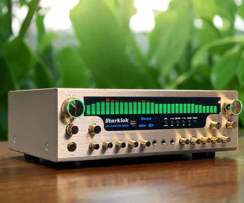 Bộ khuếch đại gia đình 8000SW Flagship Version 7.1 CH 2500W Vỏ hợp kim nhôm nguyên khối màu vàng Bộ khuếch đại âm thanh nổi phân vùng bò vòng kép