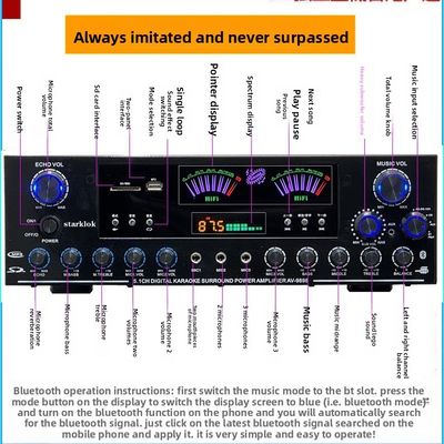 AV-9898 Cannon Home Audio Receiver Home Amplifier 5.1 CH 500W*2+200W Surround+300W Subwoofer Đứng bền kim loại độc lập thụ động