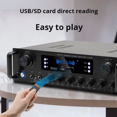 AV-628 Bộ khuếch đại loa siêu trầm đồng trục 2.1 kênh 600W Chuyên nghiệp tại nhà, Mẫu công suất cao, Bộ thu quang học BT xuyên biên giới