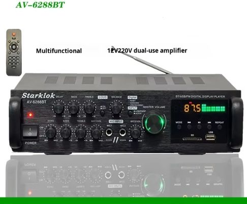 AV-6288BT 1000W 2*500W Bộ khuếch đại Karaoke Hi-Fi Hai Chế Độ 12V/220V AC/DC BT Không Dây Chất Liệu Nhựa