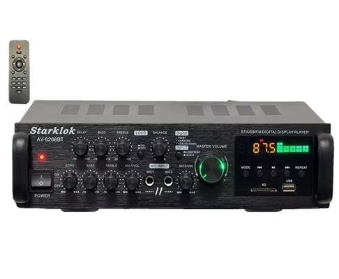 AV-6288BT 1000W 2*500W Bộ khuếch đại Karaoke Hi-Fi Hai Chế Độ 12V/220V AC/DC BT Không Dây Chất Liệu Nhựa