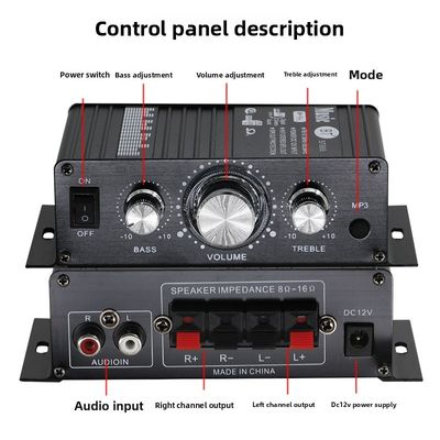 BT-888 Mini 12V Home Amplifier 20W+20W BT Không dây kim loại nhỏ bán nóng cho thương mại nước ngoài xuyên biên giới