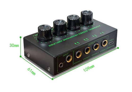 4-Way RGB Monitor Headphone Amplifier Stereo Audio Sound Card & Mixer Audio Headphone Distributor