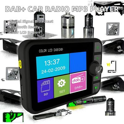 Đầu thu radio DAB/DAB+ LCD màu 2.4 inch Tương thích không dây BT Máy nghe nhạc MP3 Phát sóng tín hiệu kỹ thuật số FM trên ô tô trong 1 năm