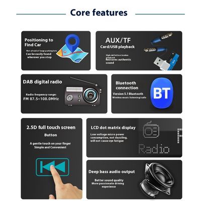 Creatall đặc biệt cấp phép màn hình cảm ứng 2.5D Máy chơi MP3 xe hơi với cho BT không dây USB giao diện DAB Digital Radio Charger