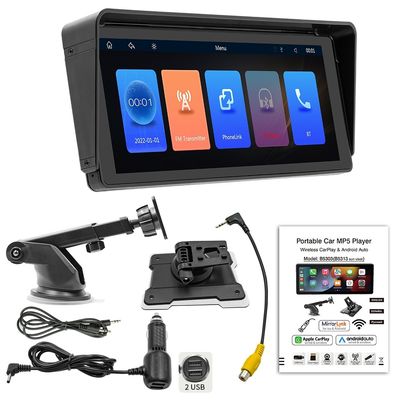 Máy nghe nhạc MP5 ô tô di động Creatall 10.26 inch cho Camera chiếu hậu HD BT, Bộ phát FM, CarPlay không dây, Bảng điều khiển