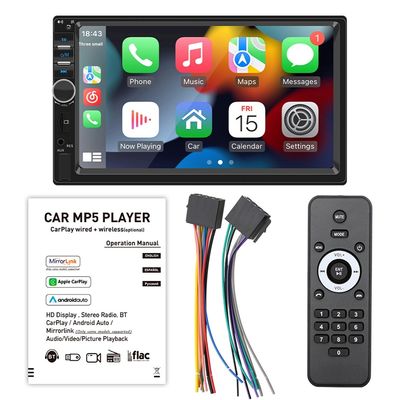 Đài phát thanh trên ô tô màn hình lớn HD 7 inch Creatall, bộ điều khiển trung tâm MP5 BT với CarPlay, hỗ trợ USB WAV MP3 APE AAC FLAC Di động