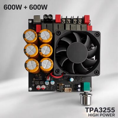 Bo mạch khuếch đại âm thanh nổi Class D TPA3255 kép 600W+600W làm mát bằng quạt DC18-50V