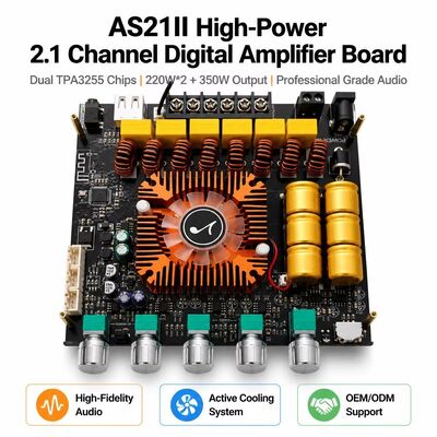2.1 Channel Dual TPA3255 Bluetooth 5.1 Amplifier Board Audio Amplifier Module 220W + 220W + 350W